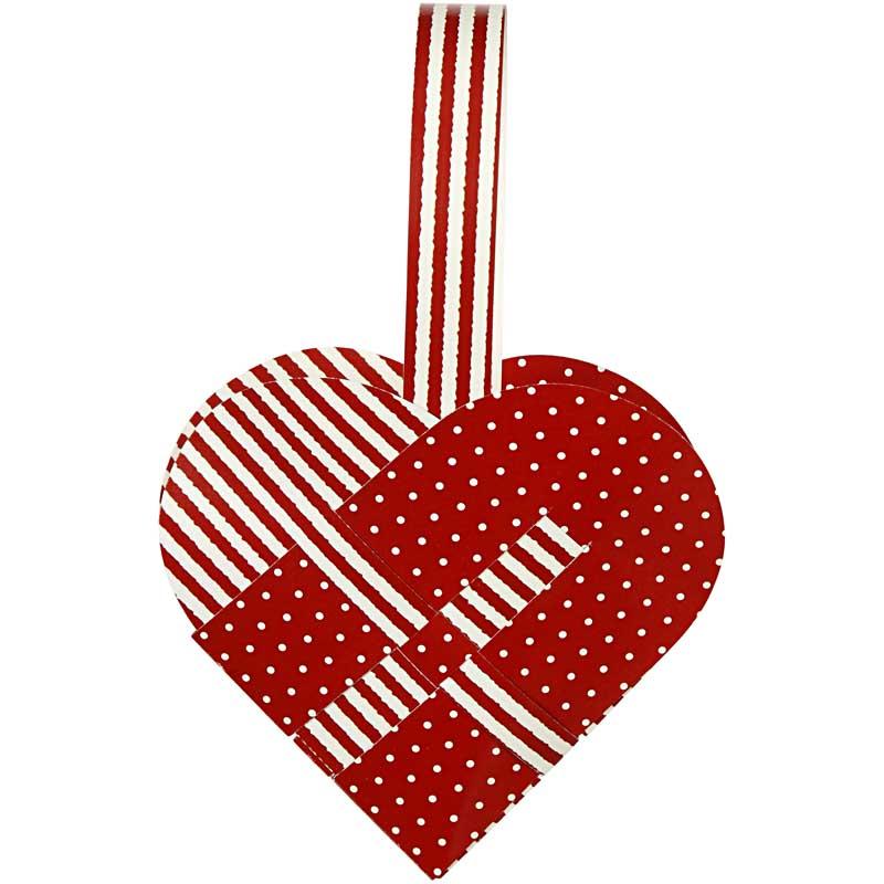 Flätade hjärtan, stl. 14,5x10 cm, 120 g, mixade färger, 8 set/ 1 förp. [HOB-25152]