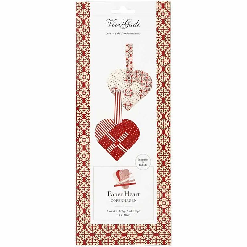 Flätade hjärtan, stl. 14,5x10 cm, 120 g, mixade färger, 8 set/ 1 förp. [HOB-25152]