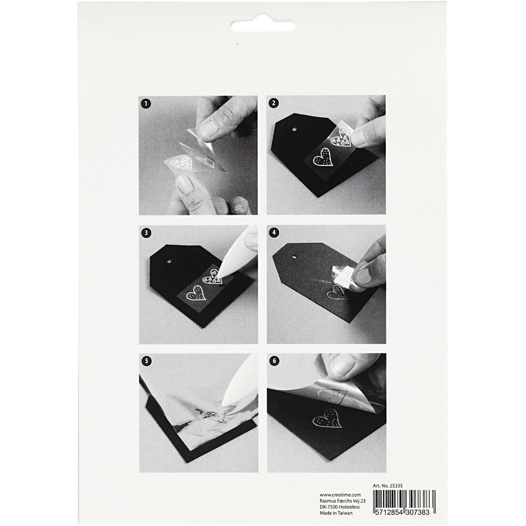 Dekorationsfolie och limark med motiv, blommor, ark 15x15 cm, rosa, silver, 4 ark/ 1 förp. [HOB-25335]