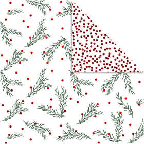 Designpapper, grangren och prickar, ark 30,5x30,5 cm, 180 g, guld, grön, röd, vit, 3 ark/ 1 förp. [HOB-25338]