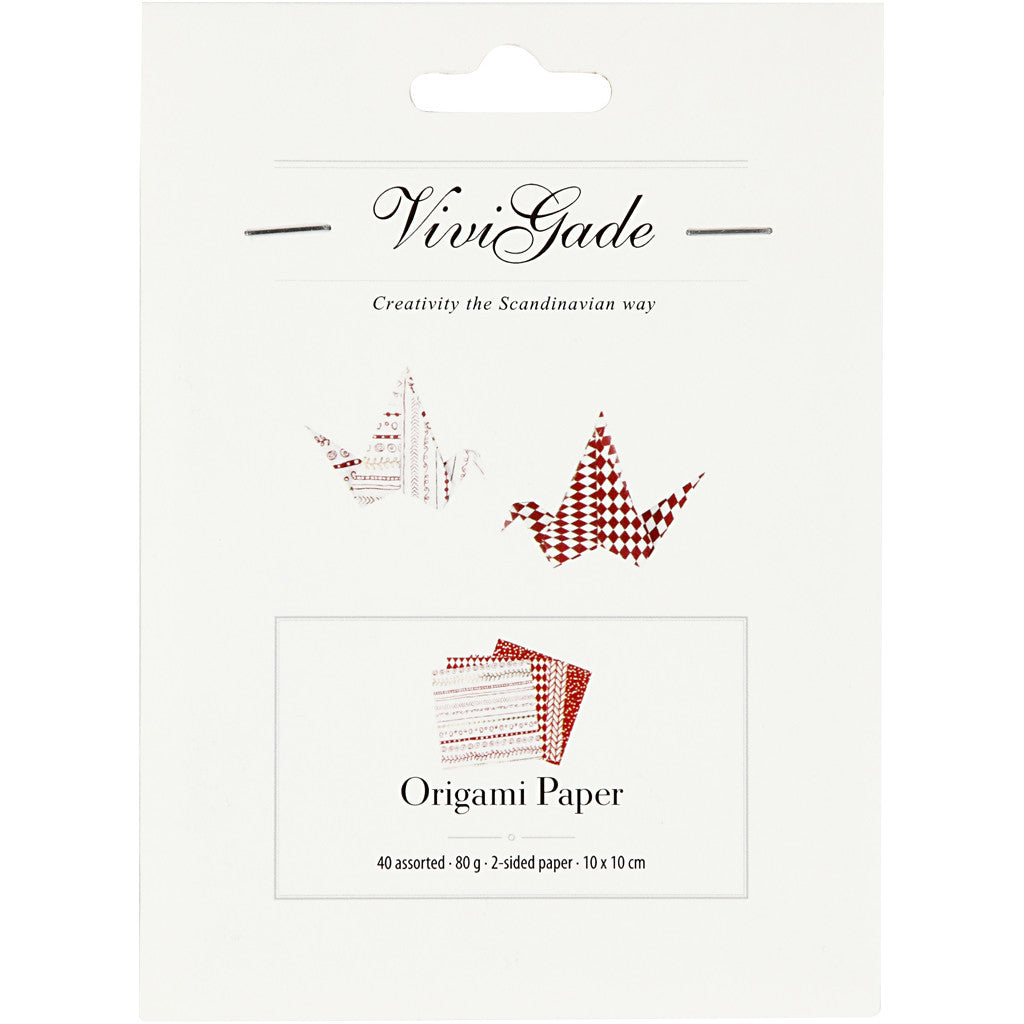  Origami Paper, red, 10x10 cm, 80 g, 40 sheet, 1 pack [HOB-25370]