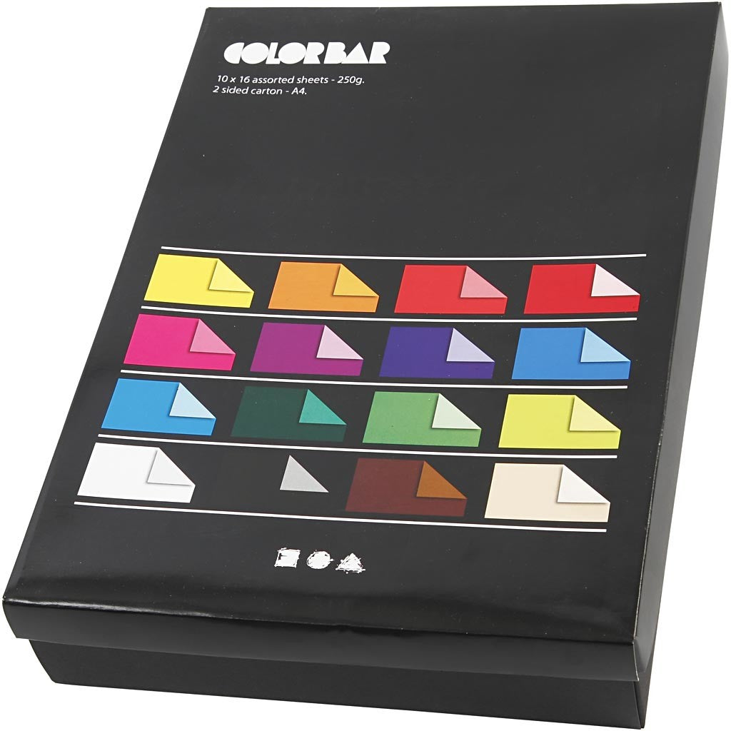 Colorbar Rivkartong, A4, ark 210x297 mm, 250 g, mixade färger, 16x10 ark/ 1 förp. [HOB-25417]