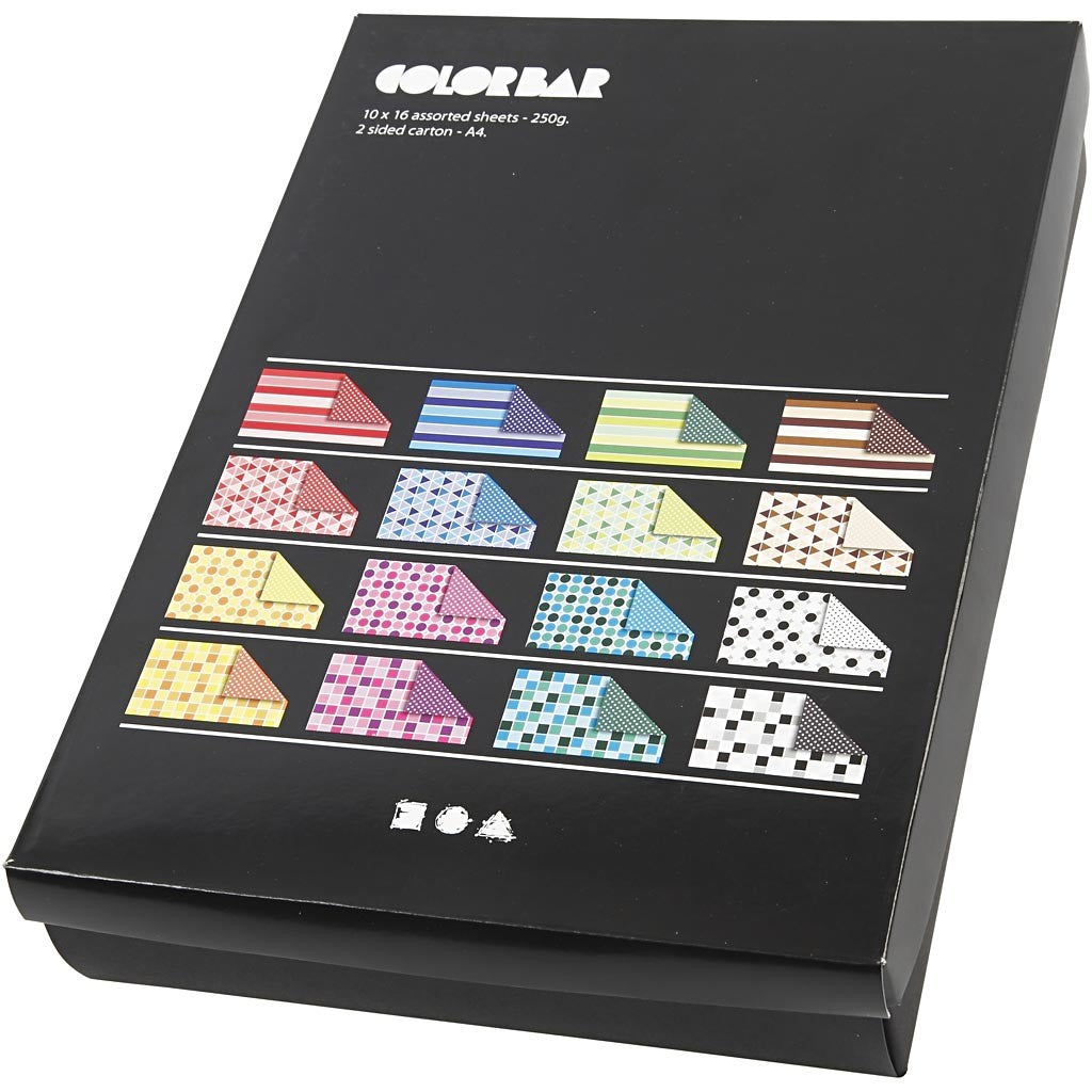 Colorbar Rivkartong, A4, ark 210x297 mm, 250 g, mixade färger, 16x10 ark/ 1 förp. [HOB-25457]