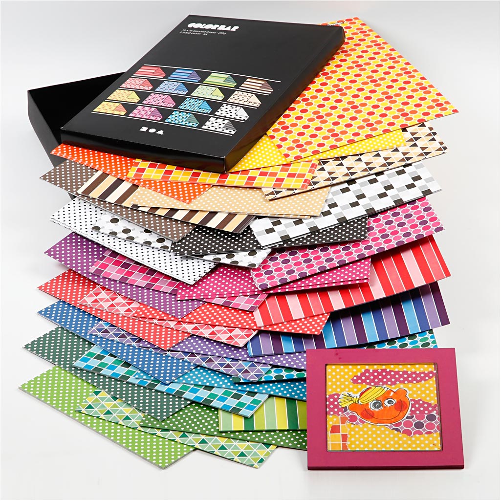 Colorbar Rivkartong, A4, ark 210x297 mm, 250 g, mixade färger, 16x10 ark/ 1 förp. [HOB-25457]