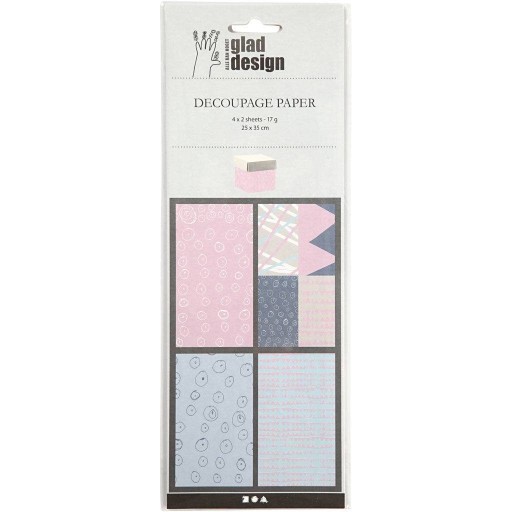 Decoupagepapper, ark 25x35 cm, 17 g, 4x2 ark/ 1 förp. [HOB-254830]