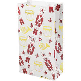 Papperspåsar, nötknäpparen, H: 21 cm, stl. 6x12 cm, guld, röd, vit, 8 st./ 1 förp. [HOB-26297]