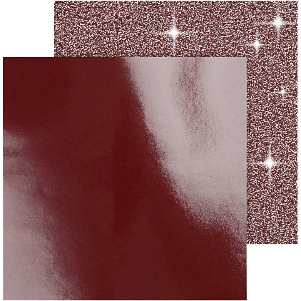 Designpapper, ark 30,5x30,5 cm, 120+128 g, röd, 2 ark/ 1 förp. [HOB-26332]
