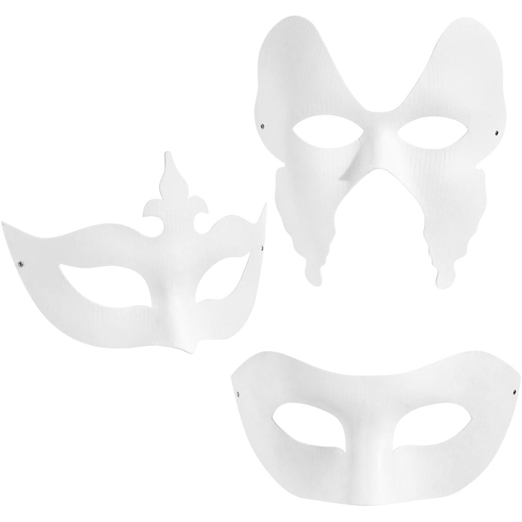 Masker, H: 10-20 cm, B: 18-20 cm, vit, 3x4 st./ 1 förp. [HOB-26356]