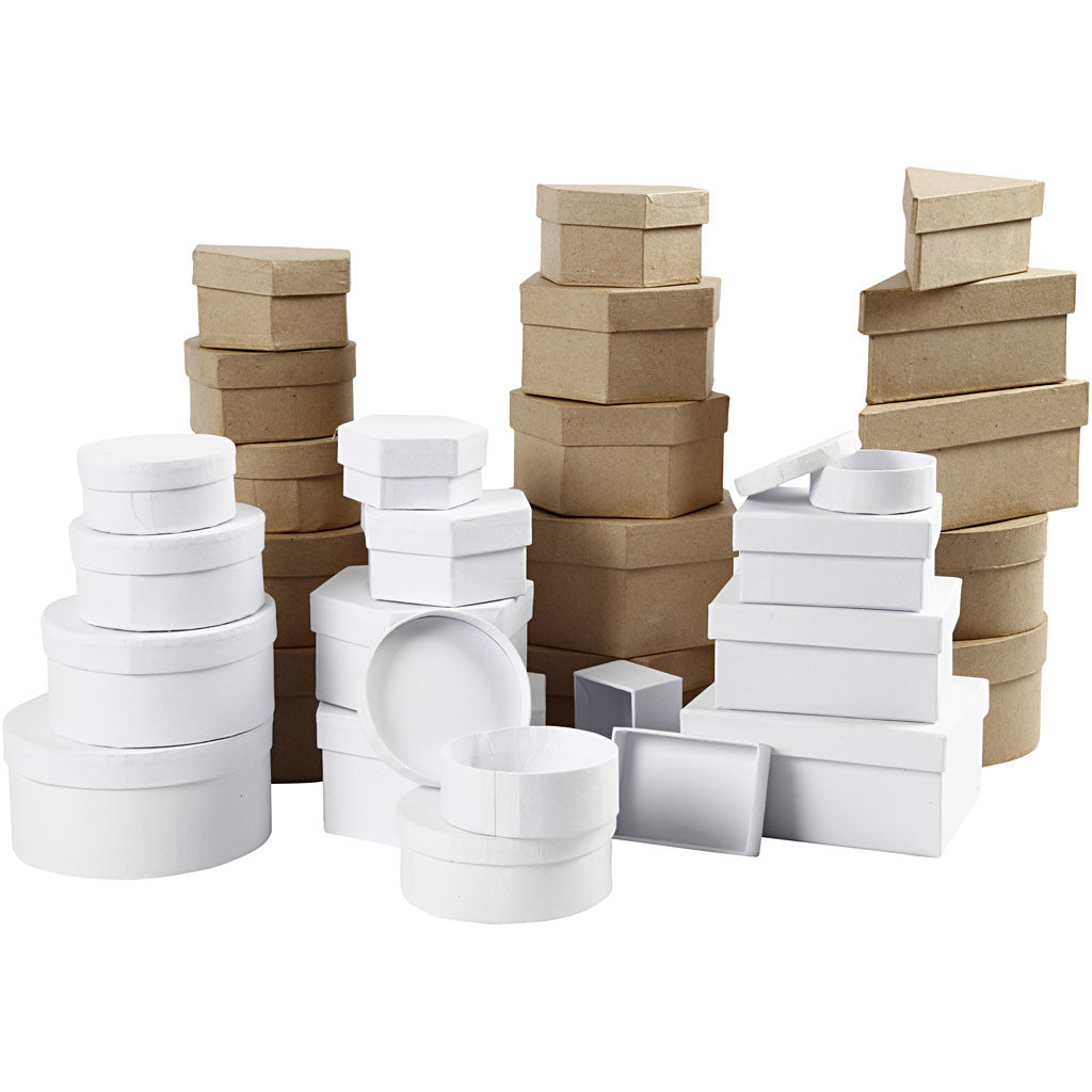 Pappaskar, stl. 6,5-18 cm, brun, vit, 30 st./ 1 set [HOB-26373]