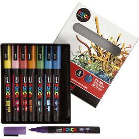 Posca Marker , nr. PC-3ML, spets 0,9-1,3 mm, glitter färger, 8 st./ 1 förp. [HOB-274899]