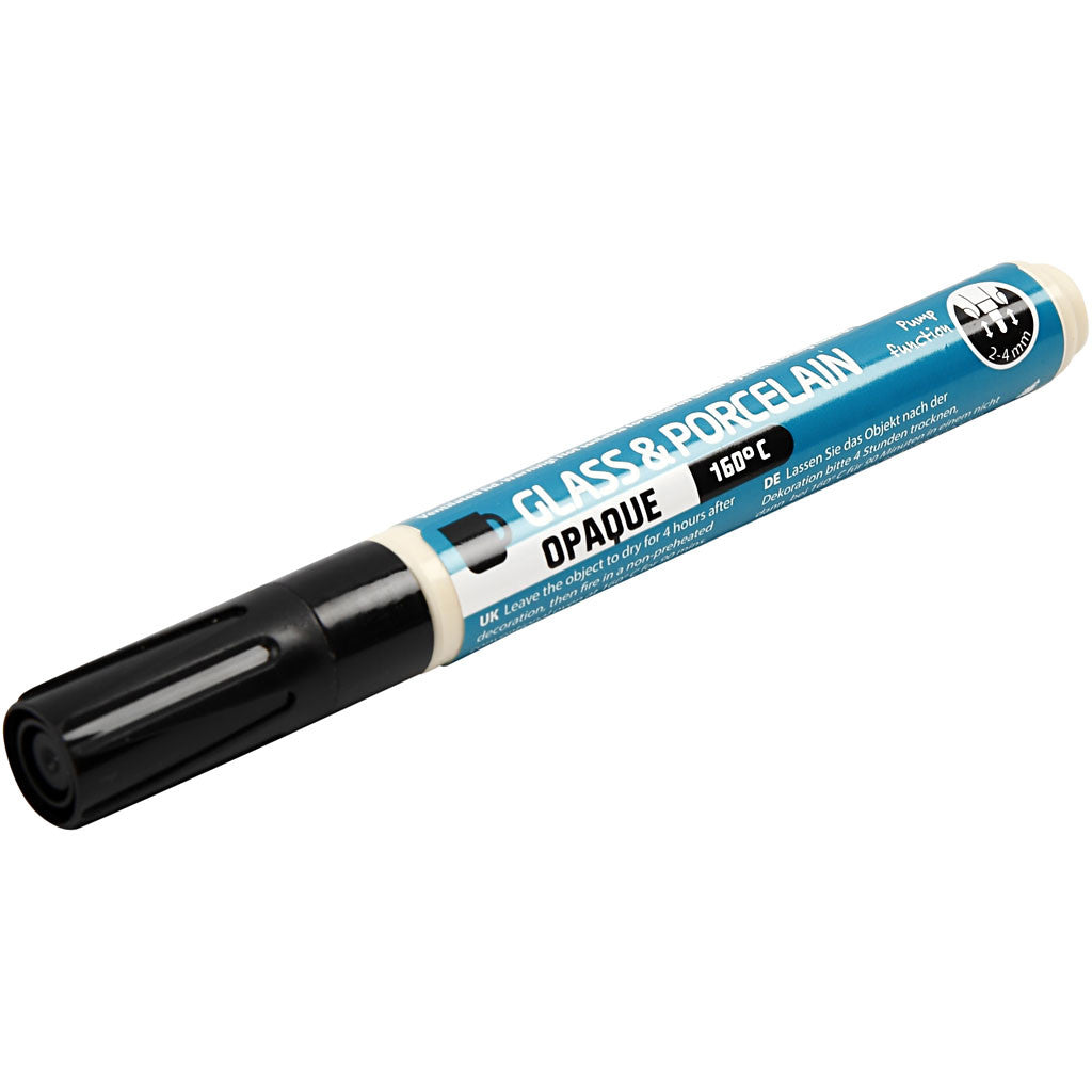 Tuschpenna för glas och porslin, spets 2-4 mm, täckande, svart, 1 st. [HOB-31324]