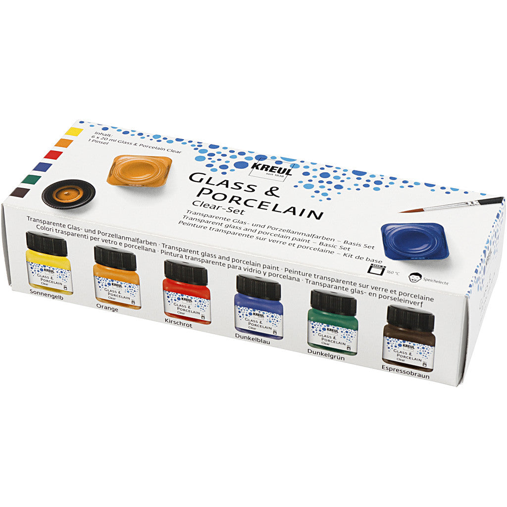 Glas och Porslinsfärg, mixade färger, 6x20 ml/ 1 förp. [HOB-31406]