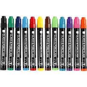 Tuschpennor för Glas och Porslin, spets 1-3 mm, semi opaque, 12 st./ 1 förp. [HOB-31653]