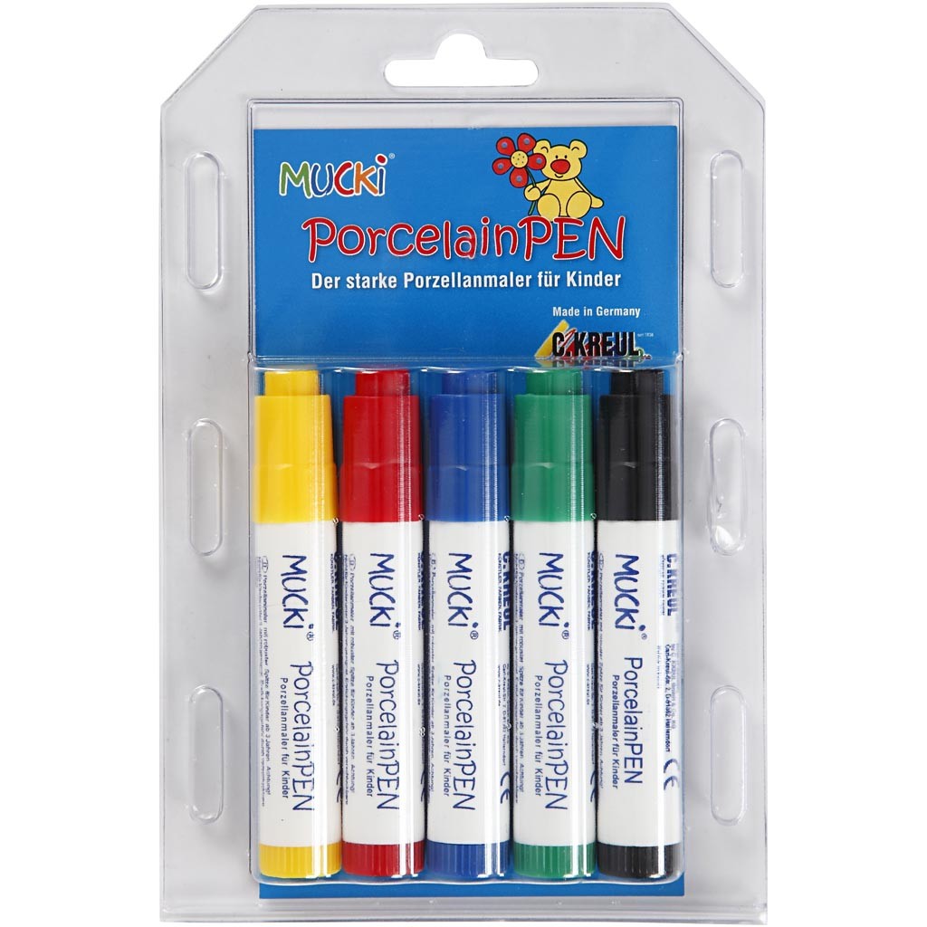 Mucki Glas- och porslinstusch, spets 2-5 mm, mixade färger, 5 st./ 1 förp. [HOB-31655]