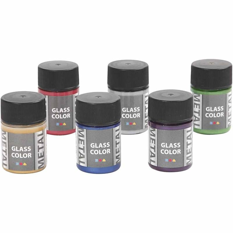 Glasfärg metall, mixade färger, 6x30 ml/ 1 förp. [HOB-31762]