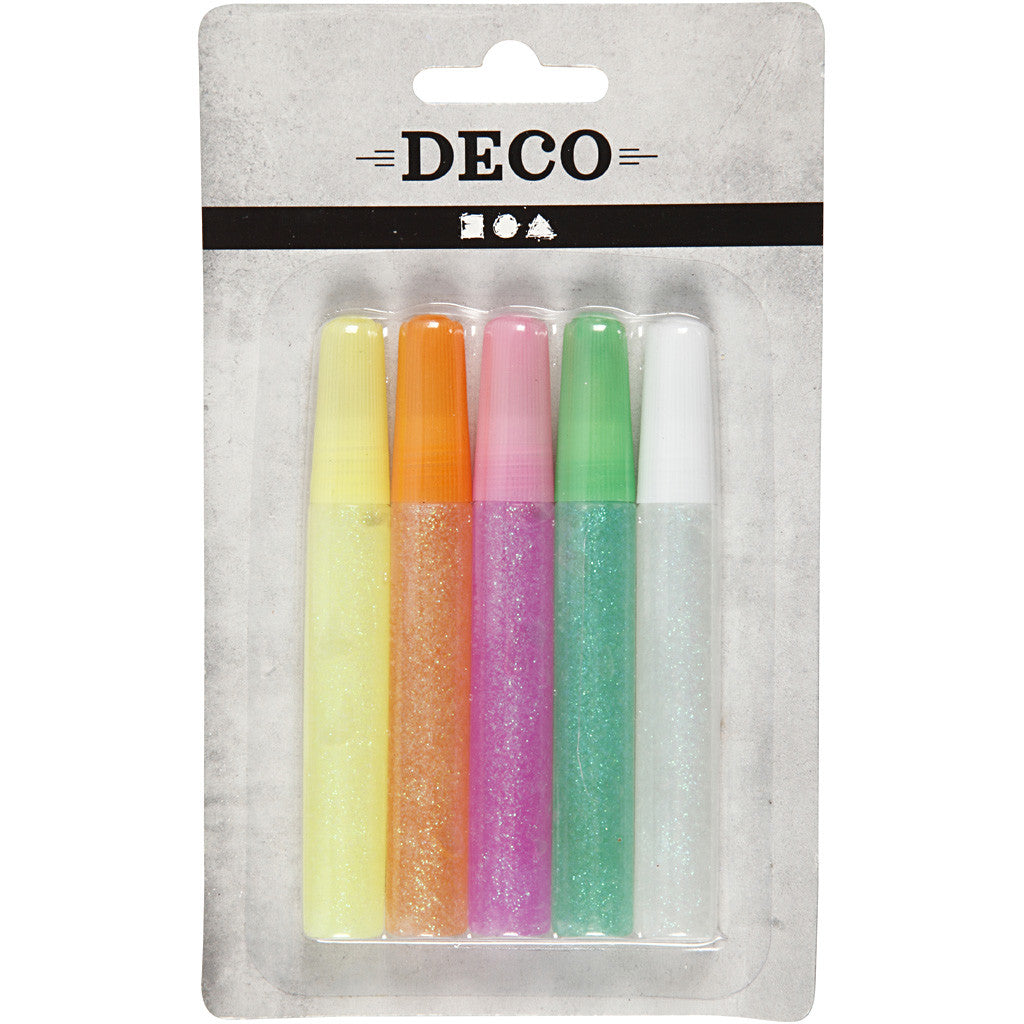 Glitterlim, pastellfärger, 5x10 ml/ 1 förp. [HOB-31809]