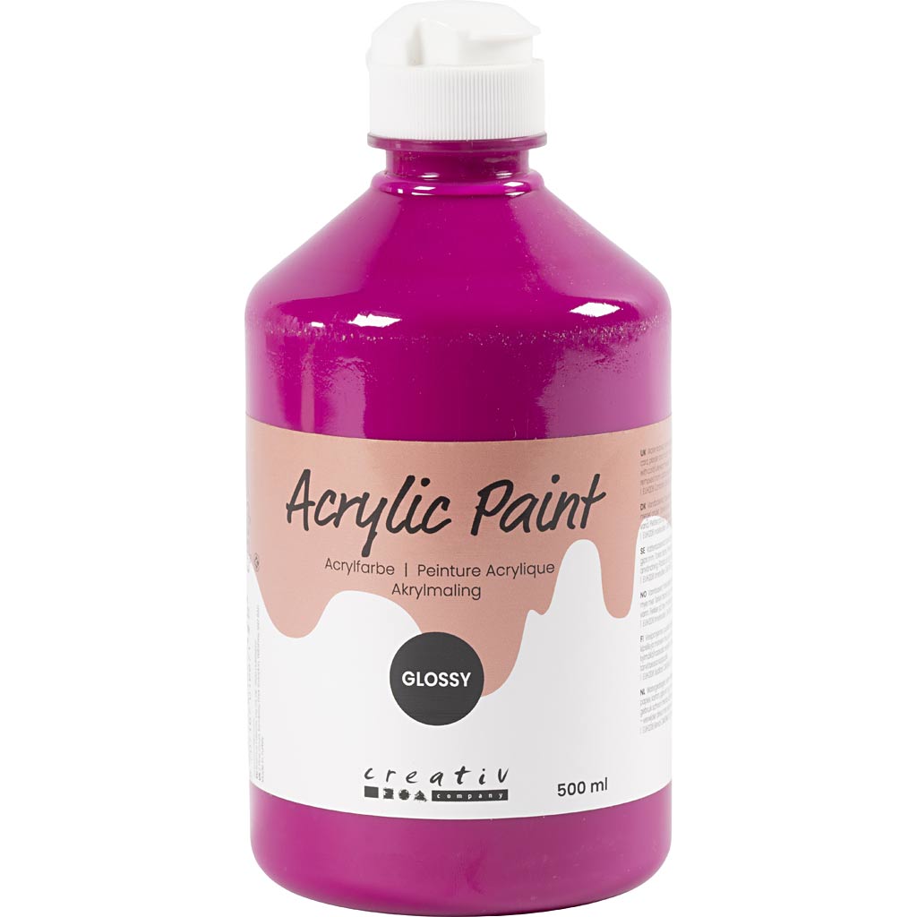 Acrylic Paint Glossy, pink, 500 ml/ 1 bottle