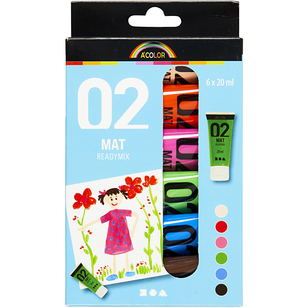 Akrylfärg Matt, kompletterande färger, 6x20 ml/ 1 förp. [HOB-32105]