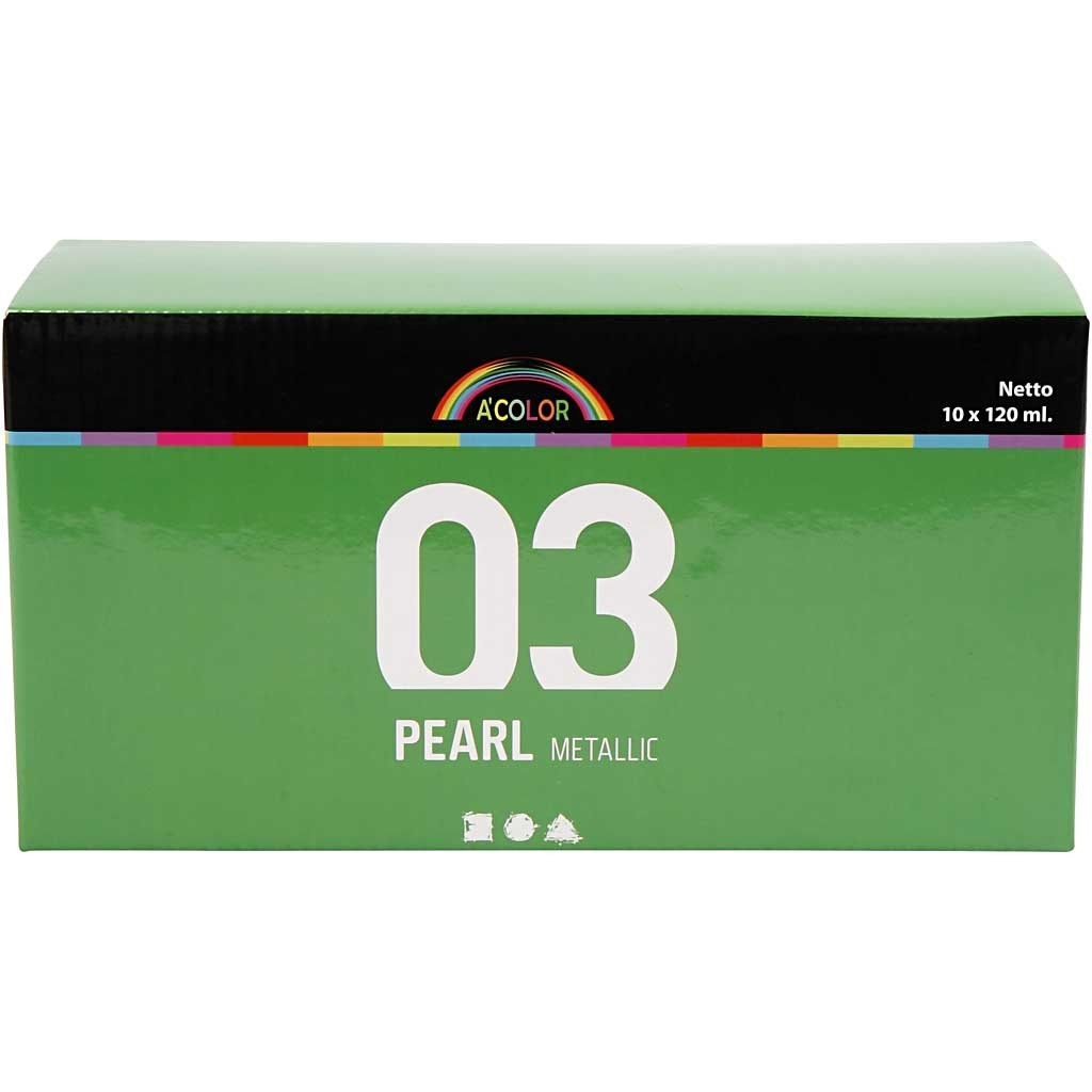 Akrylfärg Metallic, metallic, mixade färger, 10x120 ml/ 1 förp. [HOB-32201]