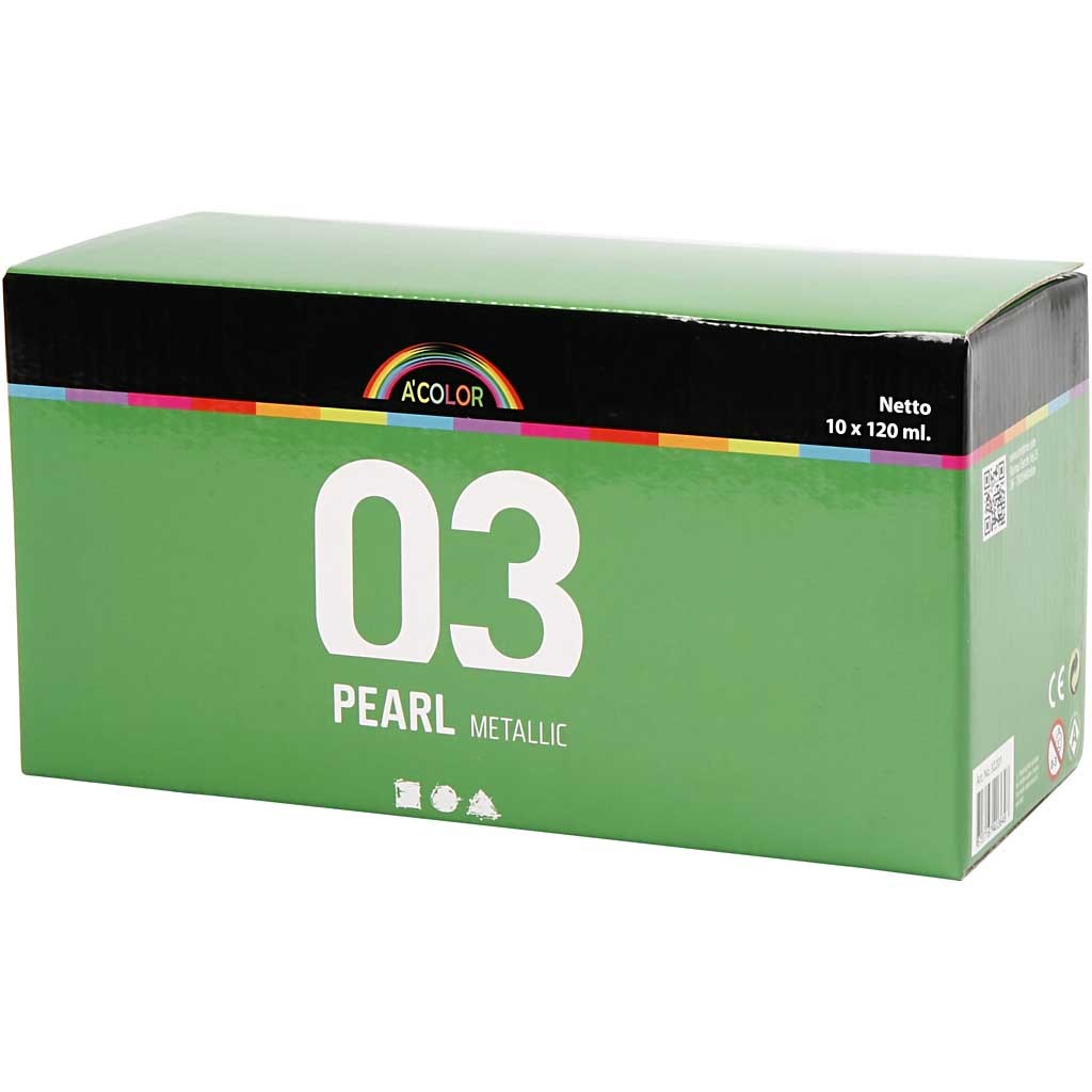 Akrylfärg Metallic, metallic, mixade färger, 10x120 ml/ 1 förp. [HOB-32201]