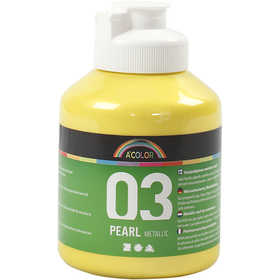 Akrylfärg Metallic, metallic, gul, 500 ml/ 1 flaska [HOB-32206]