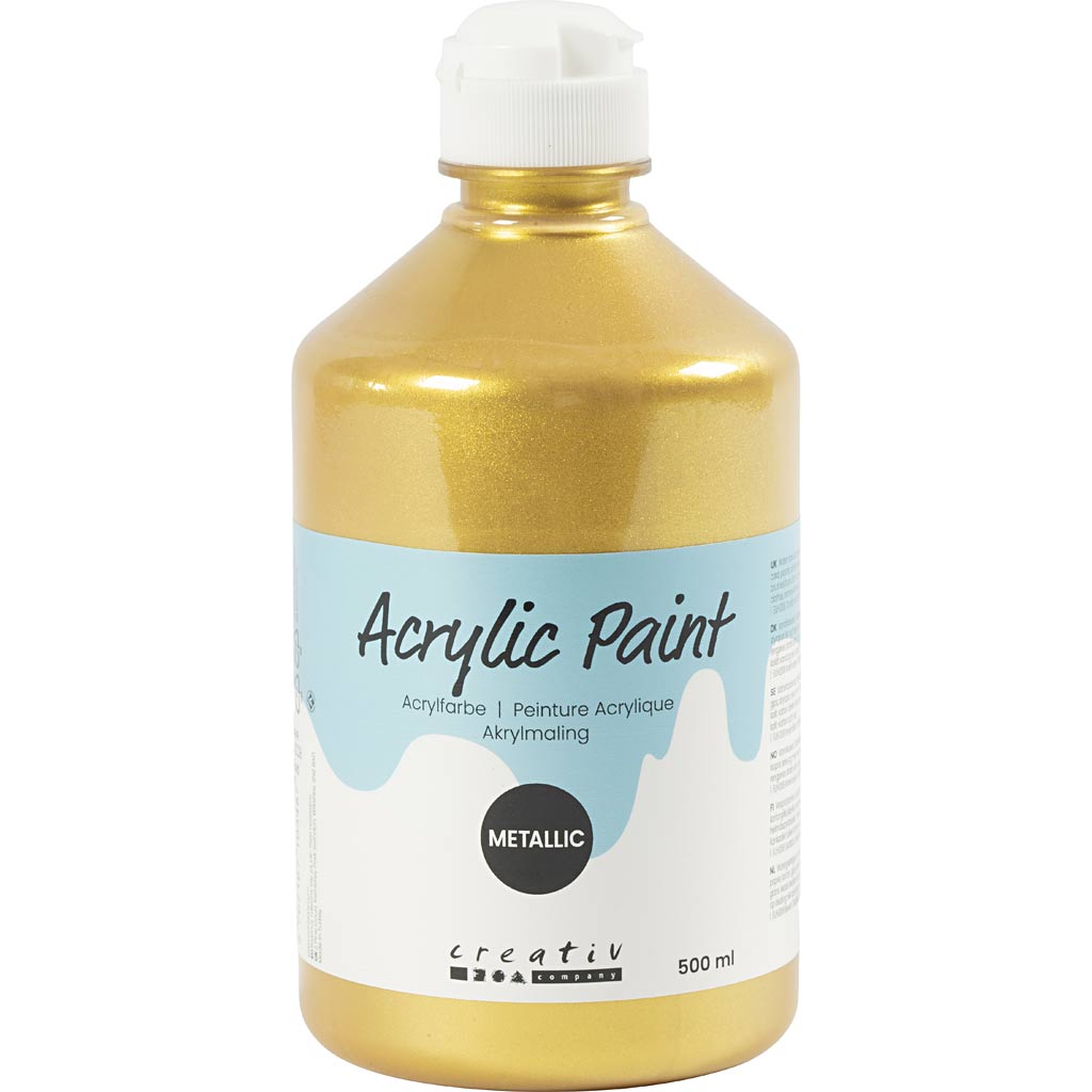 Acrylic Paint Metallic, metallic, gold, 500 ml/ 1 bottle