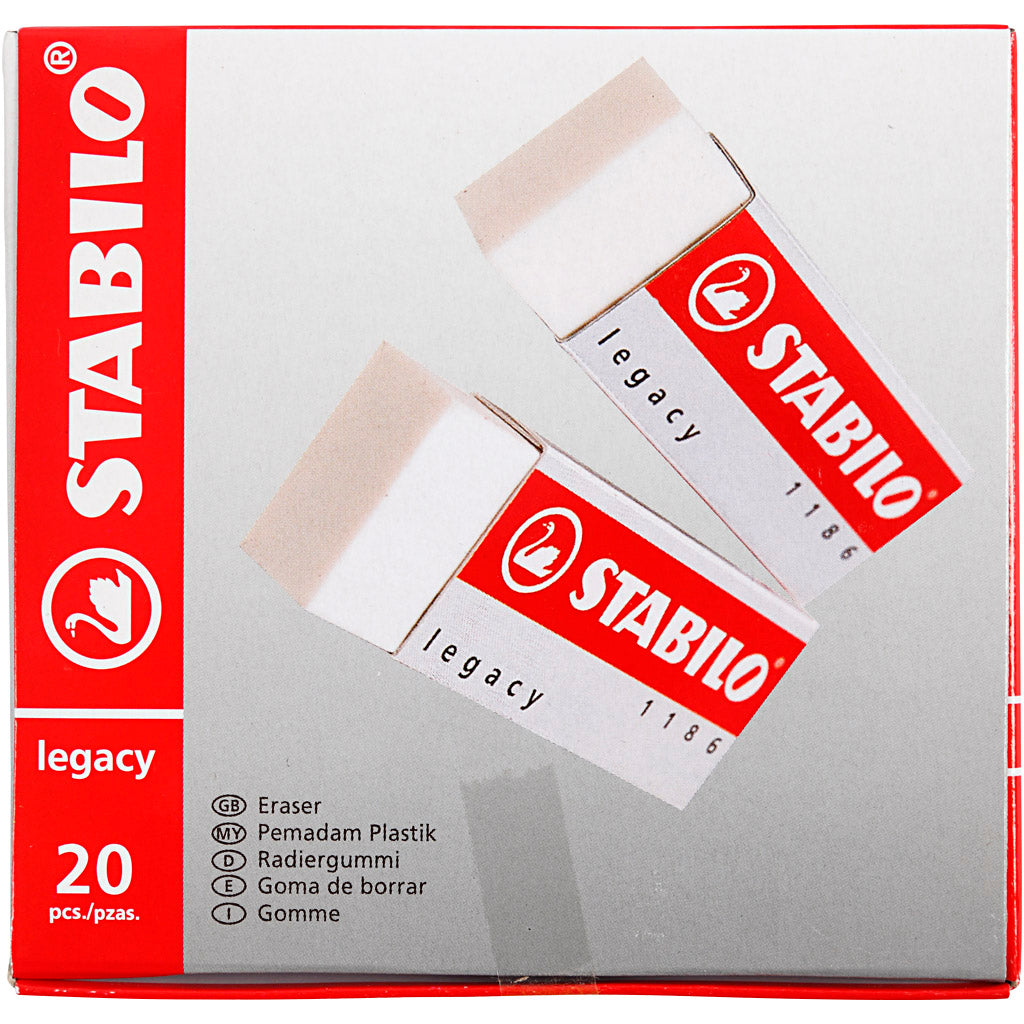 Stabilo Radergummi, H: 1 cm, L: 6,3 cm, B: 2,3 cm, vit, 20 st./ 1 förp. [HOB-331405]