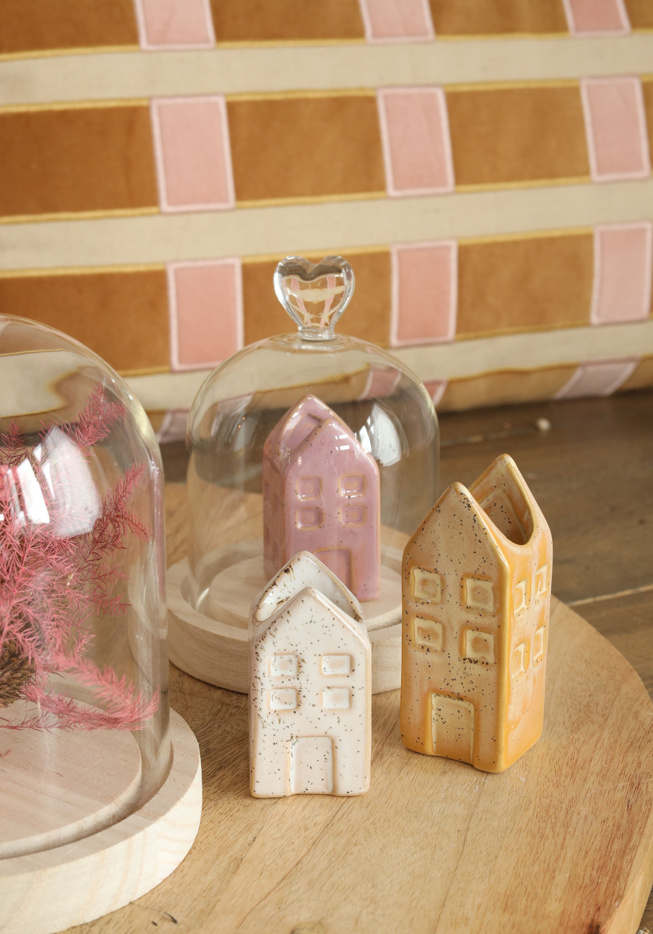 Glaskupa med glasknopp med träbas Ø10 h.12 cm (1 st) [IFS-29311]