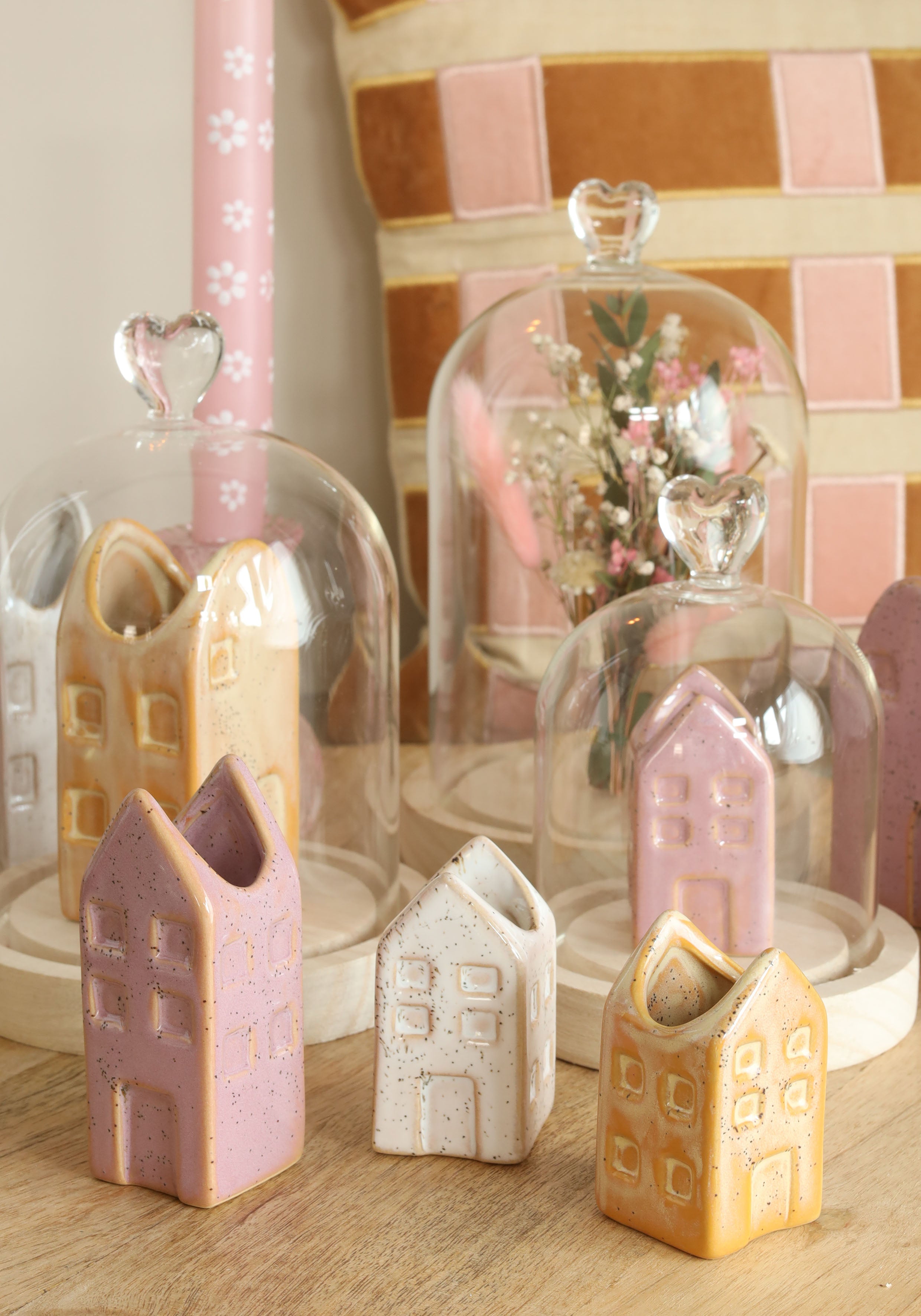 Glaskupa med glasknopp med träbas Ø12 h.15 cm (1 st) [IFS-29312]