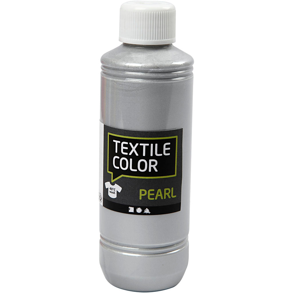Textilfärg, pärlemor, silver, 250 ml/ 1 flaska [HOB-33762]