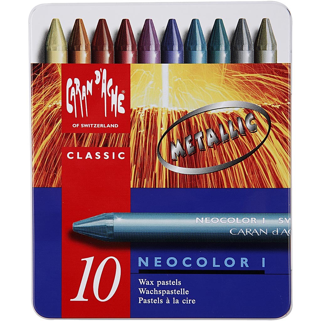 CARAN D’ACHE Neocolor I, L: 10 cm, tjocklek 8,5 mm, metallicfärger, 10 st./ 1 förp. [HOB-34012]