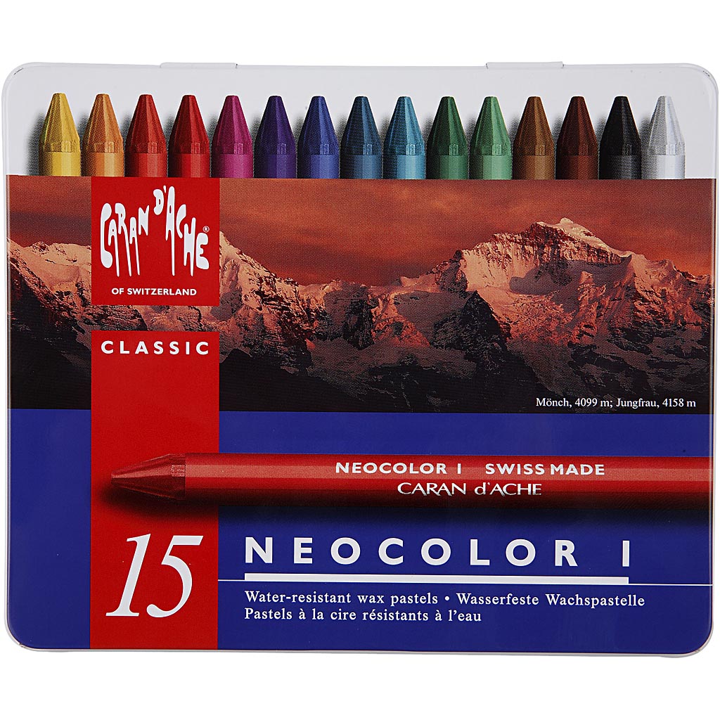 CARAN D’ACHE Neocolor I, L: 10 cm, tjocklek 8,5 mm, mixade färger, 15 st./ 1 förp. [HOB-34014]