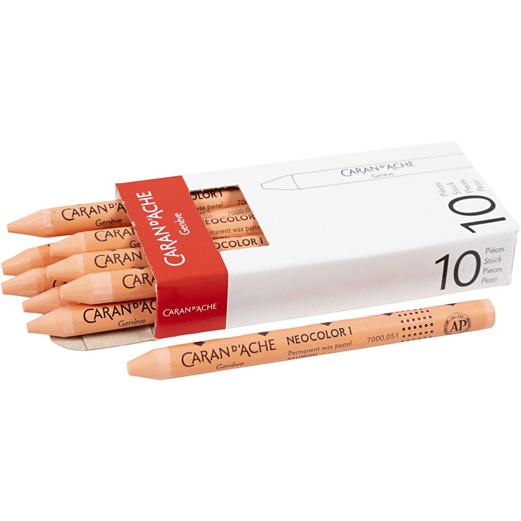 CARAN D’ACHE Neocolor I Crayons, L: 10 cm, thickness 8,5 mm, salmon (051), 10 pc