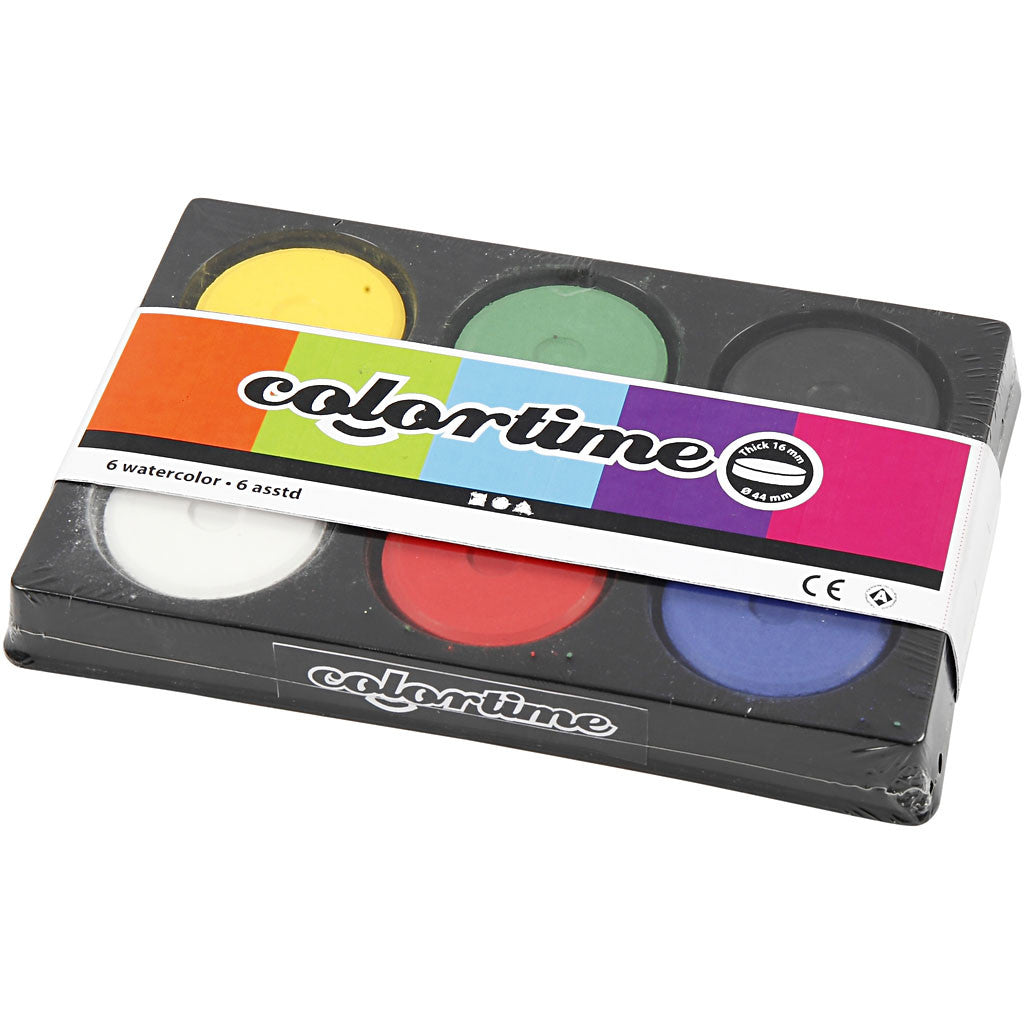 Vattenfärger, H: 16 mm, Dia. 44 mm, primärfärger, 1 förp. [HOB-34480]