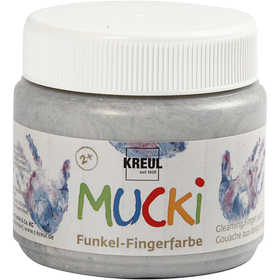 Mucki Fingerfärg, metallsilver, 150 ml/ 1 burk [HOB-34752]