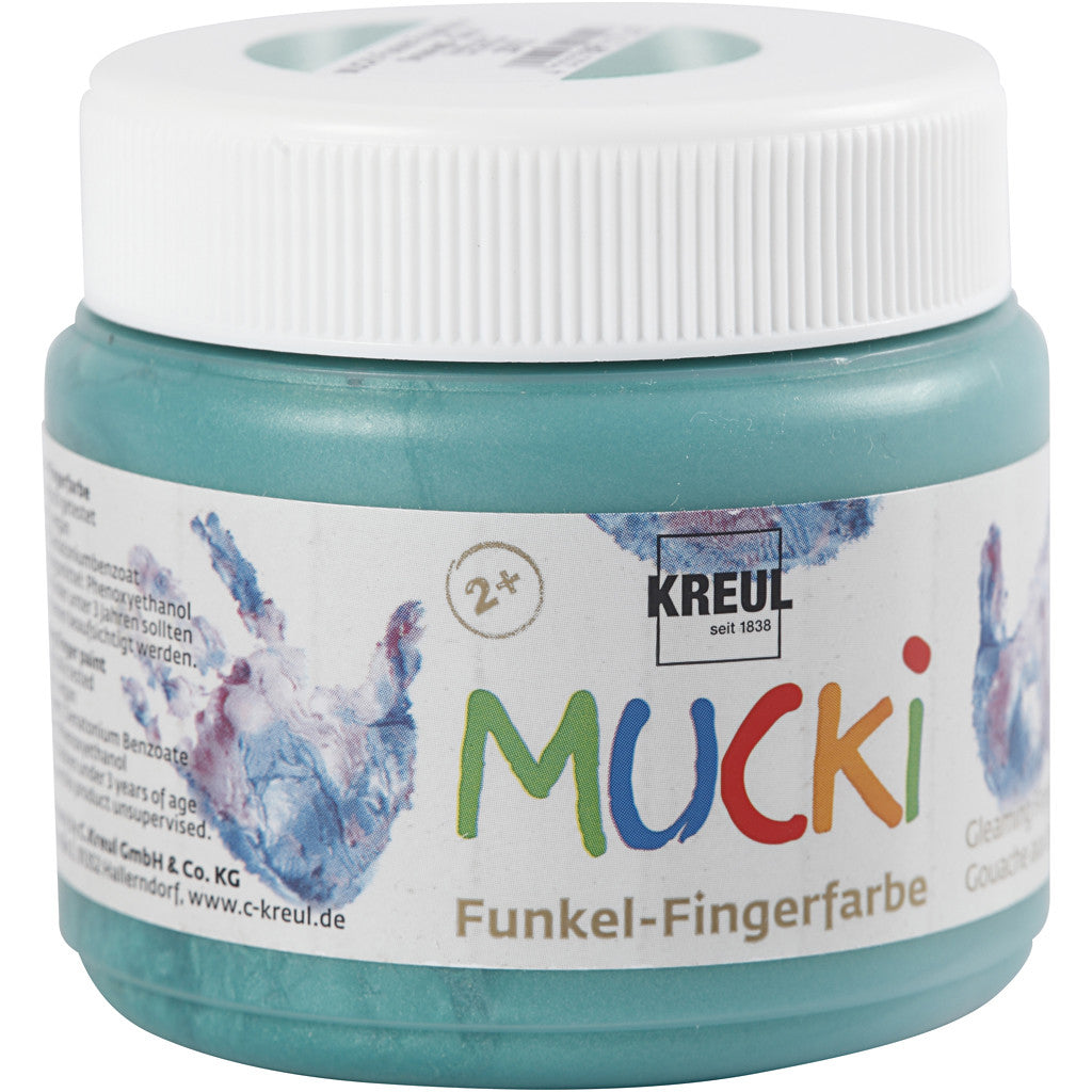 Mucki Fingerfärg, metallgrön, 150 ml/ 1 burk [HOB-34756]