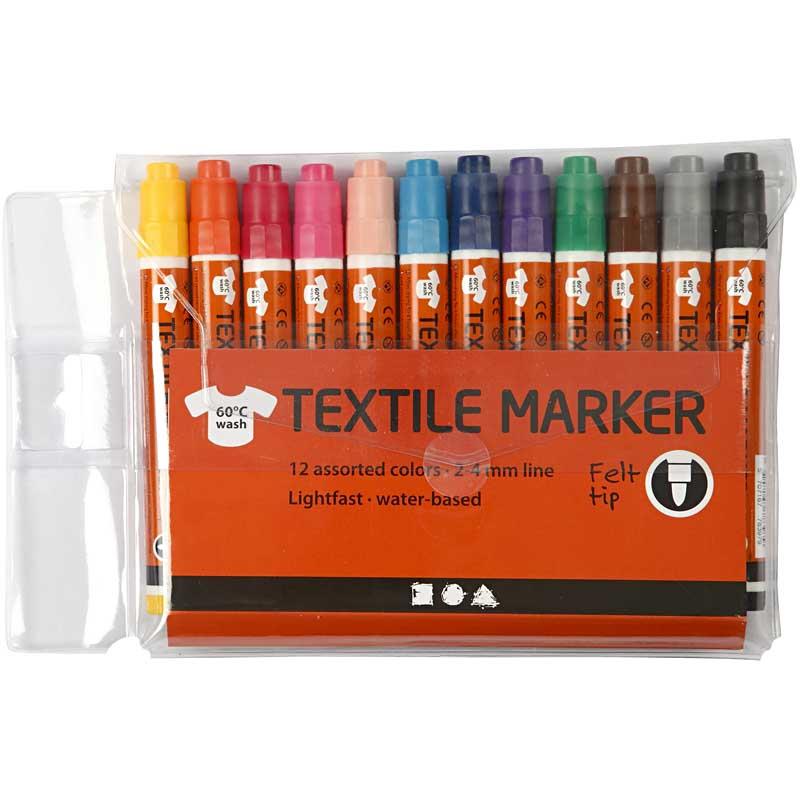 Textilpennor, spets 2-4 mm, mixade färger, 12 st./ 1 förp. [HOB-34836]