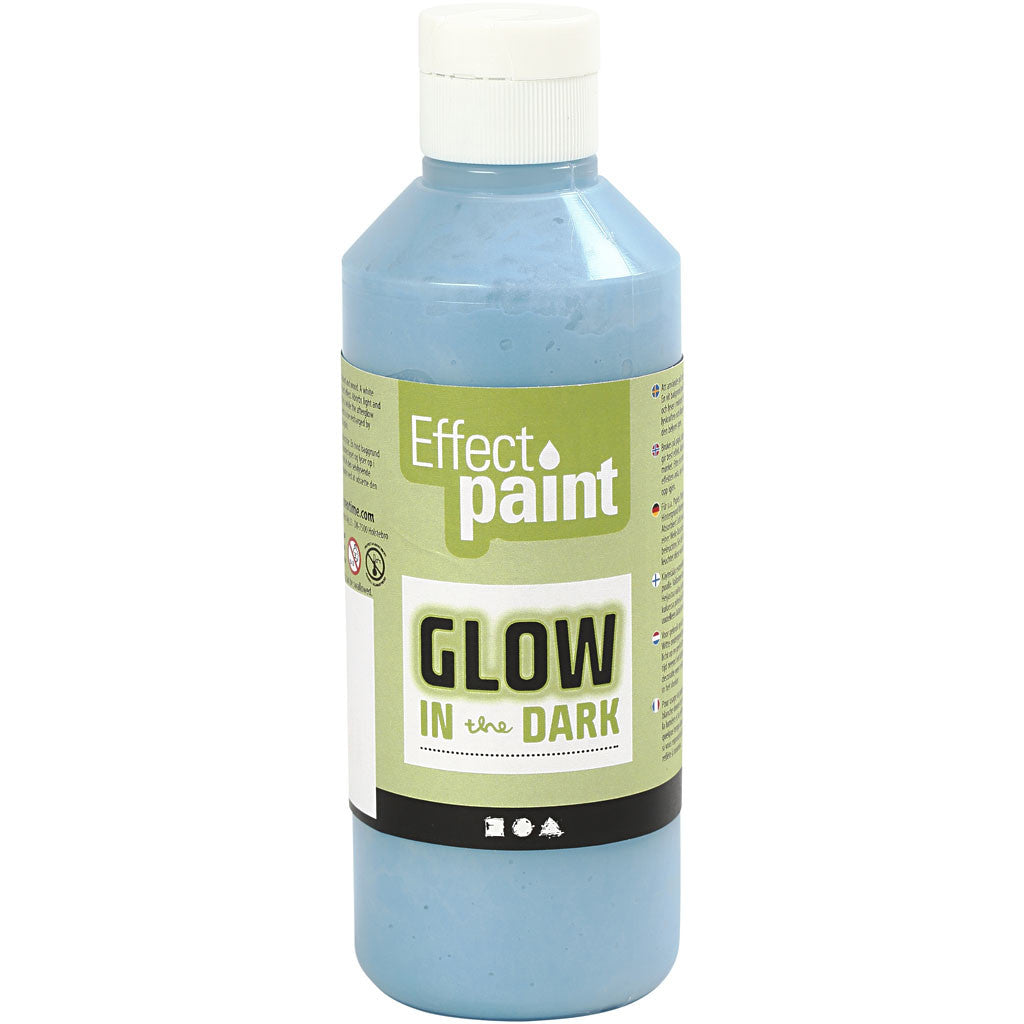 Glow in the Dark, Självlysande Färg, fluorescerande ljusblå, 250 ml/ 1 flaska [HOB-34930]