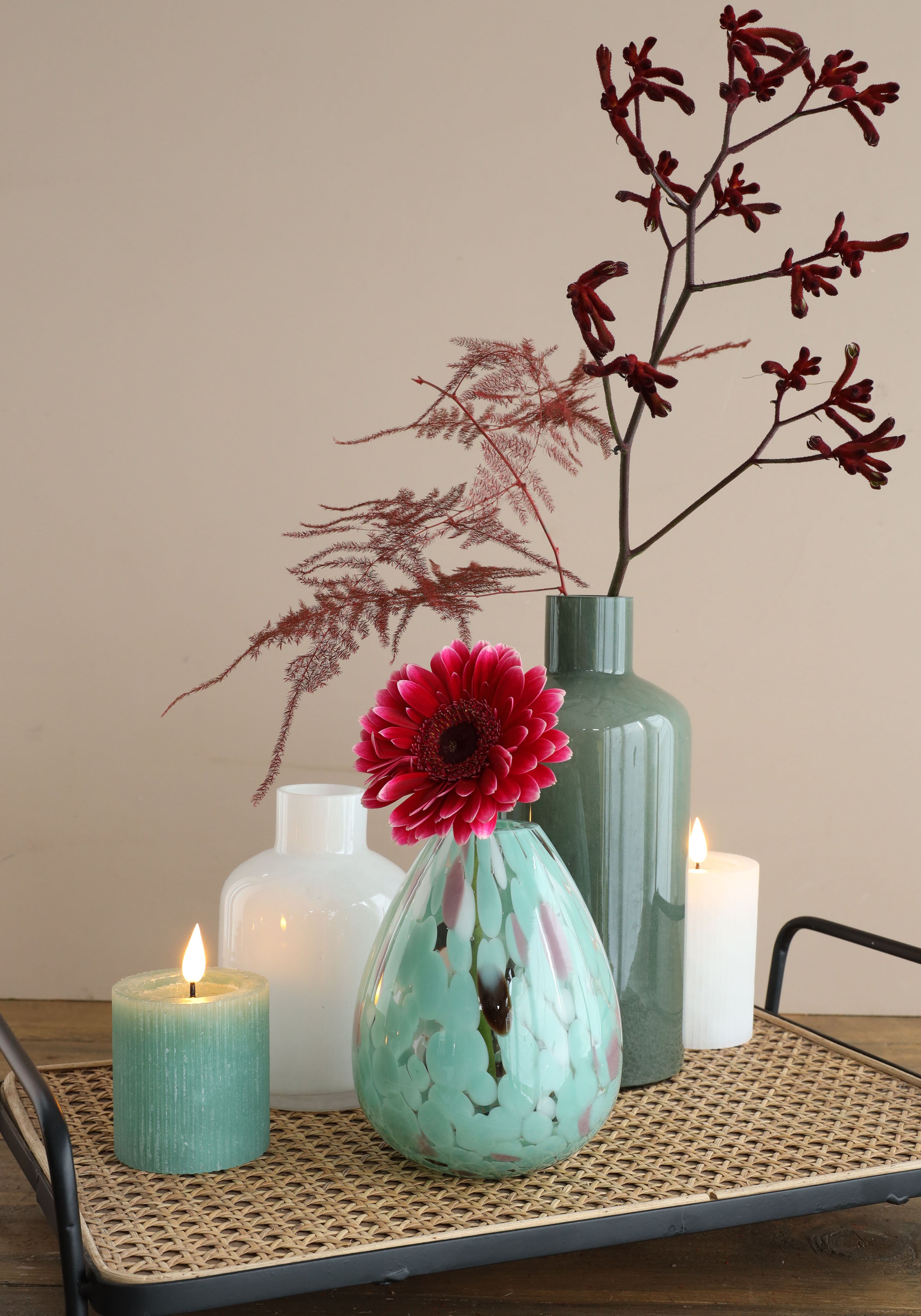 LED-pelarljus Ø7 h. 7,5cm eukalyptus grön (1 st) [IFS-32605]