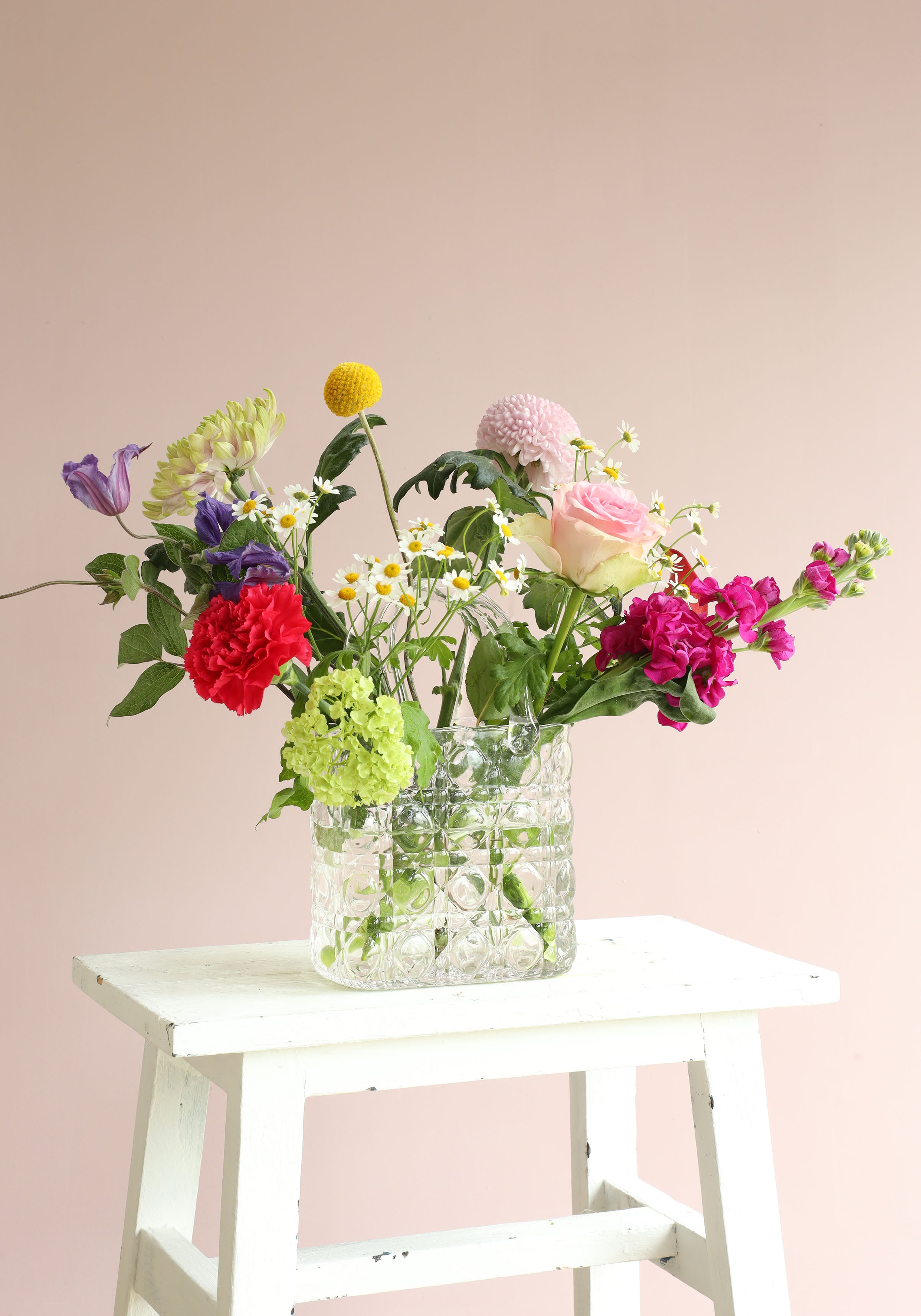 Handväska vas Elysee glashandtag L.14 x B.9,5 x H.22 cm klar (1 st) [IFS-37230]