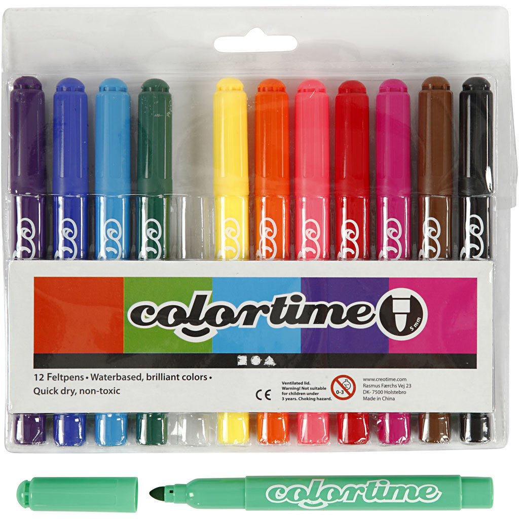 Colortime-pennor, spets 5 mm, standardfärger, 12 st./ 1 förp. [HOB-37330]