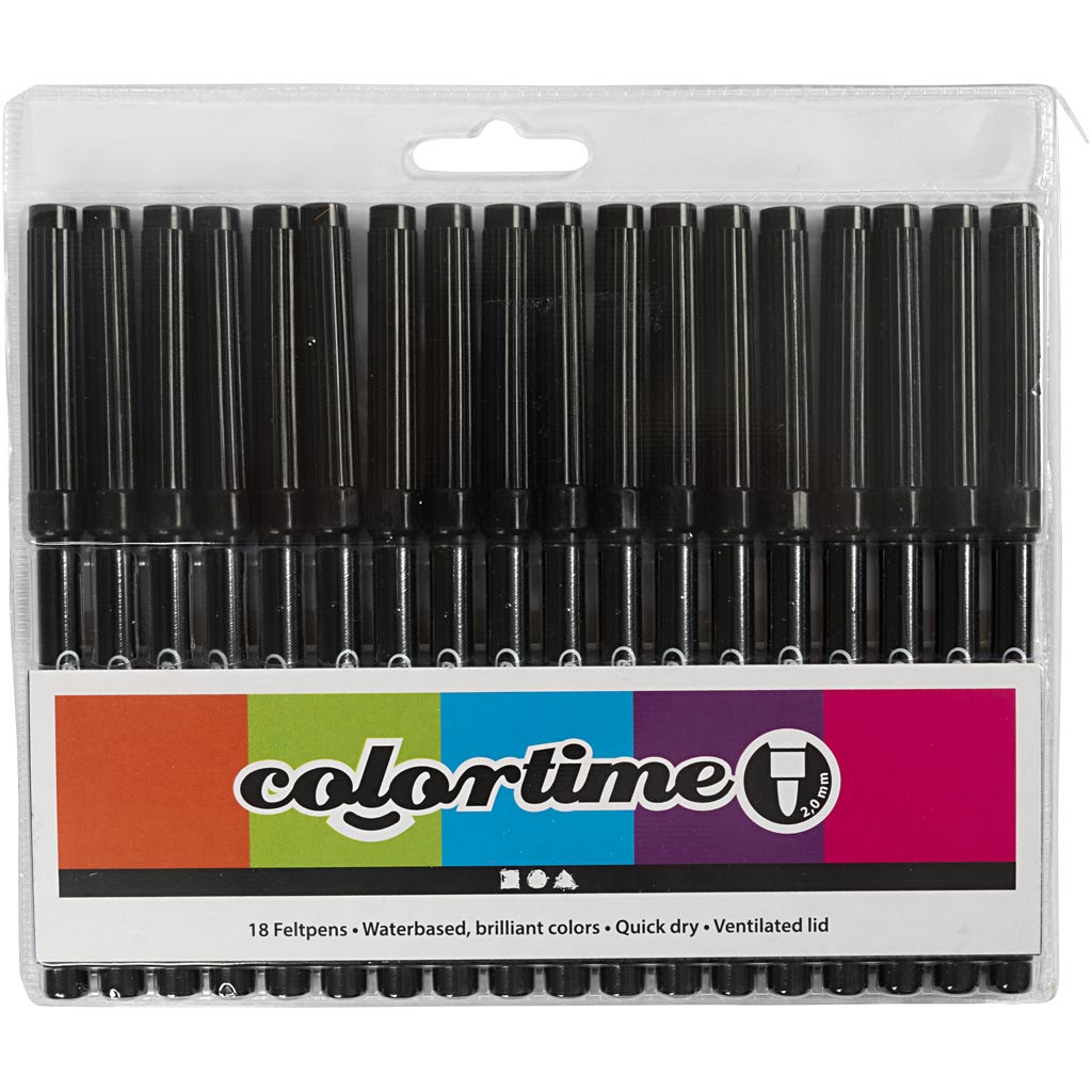 Colortime Marker, line width: 2 mm, black, 18pcs [HOB373561]