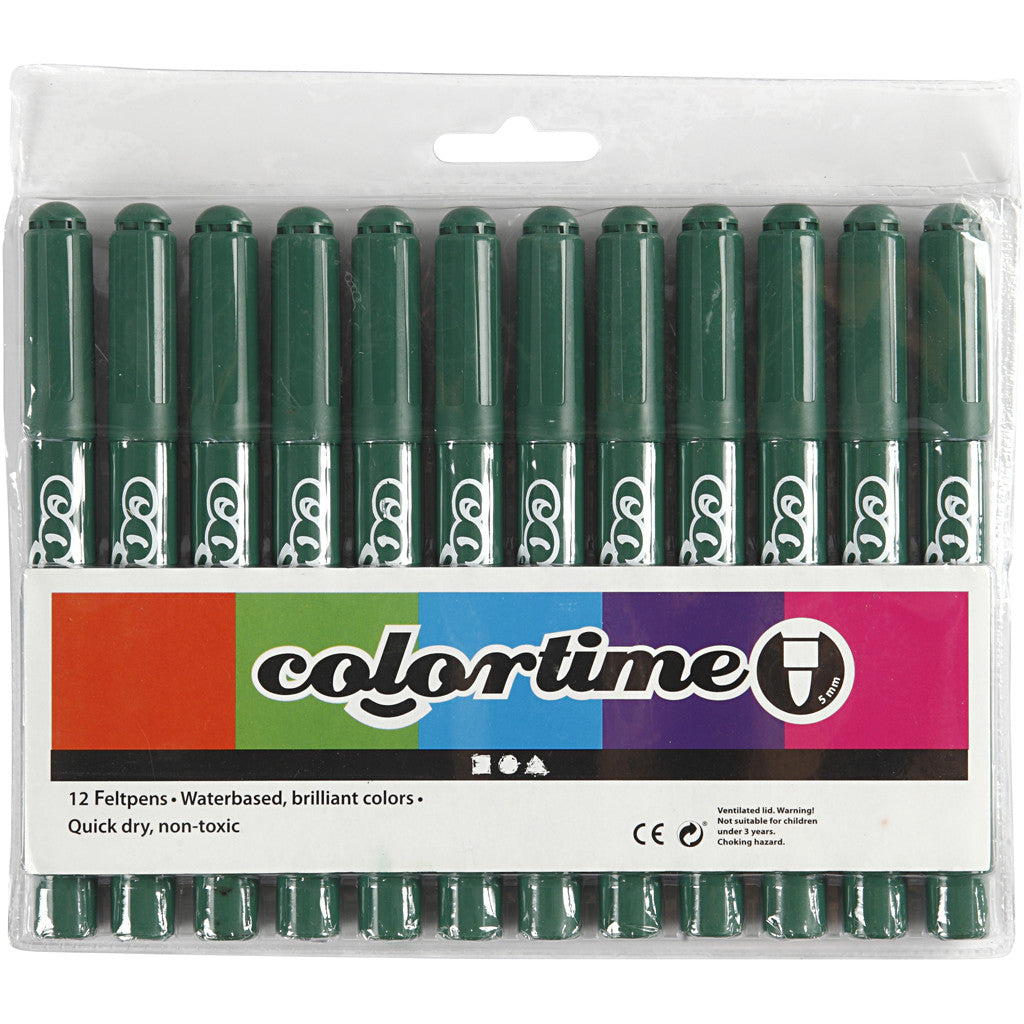 Colortime-pennor, spets 5 mm, grön, 12 st./ 1 förp. [HOB-37358]