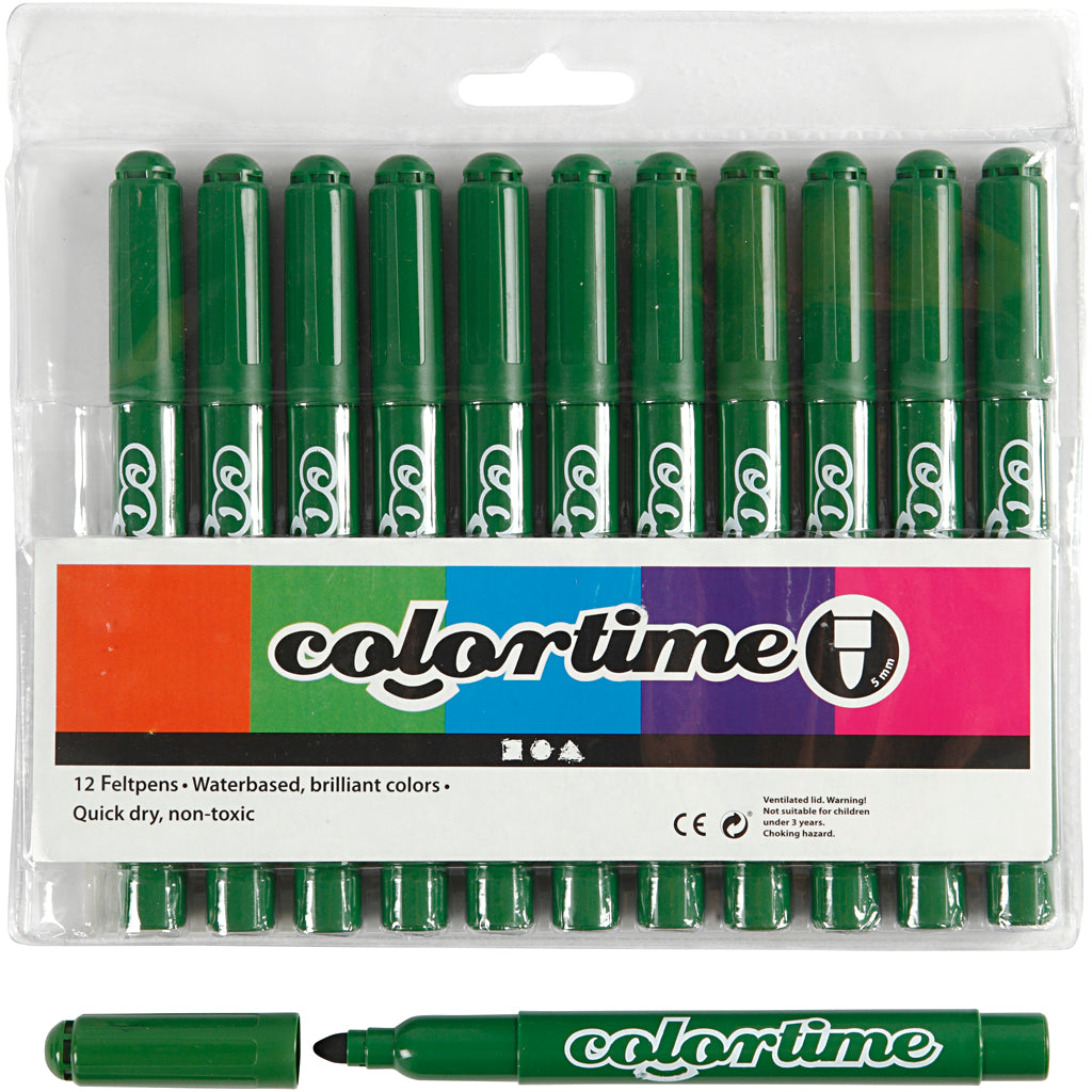 Colortime Markers, line 5 mm, fir green, 12 pc