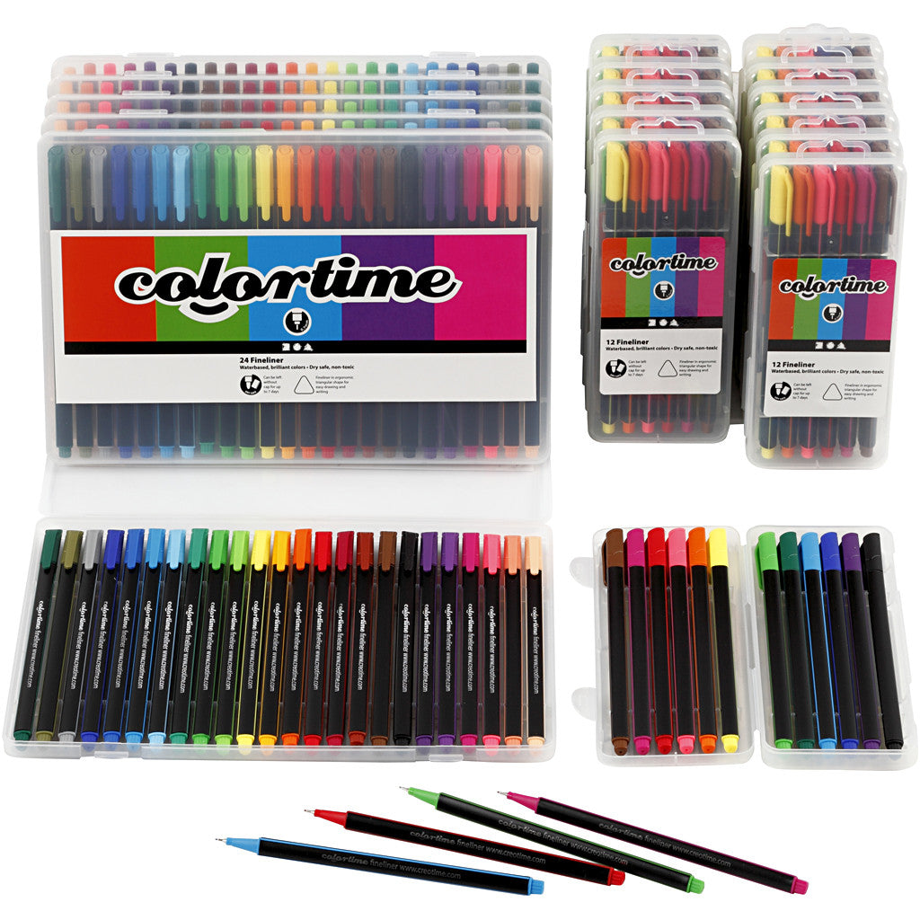 Colortime Fineliner-tuschpennor, spets 0,6-0,7 mm, mixade färger, 18 förp./ 1 förp. [HOB-373650]