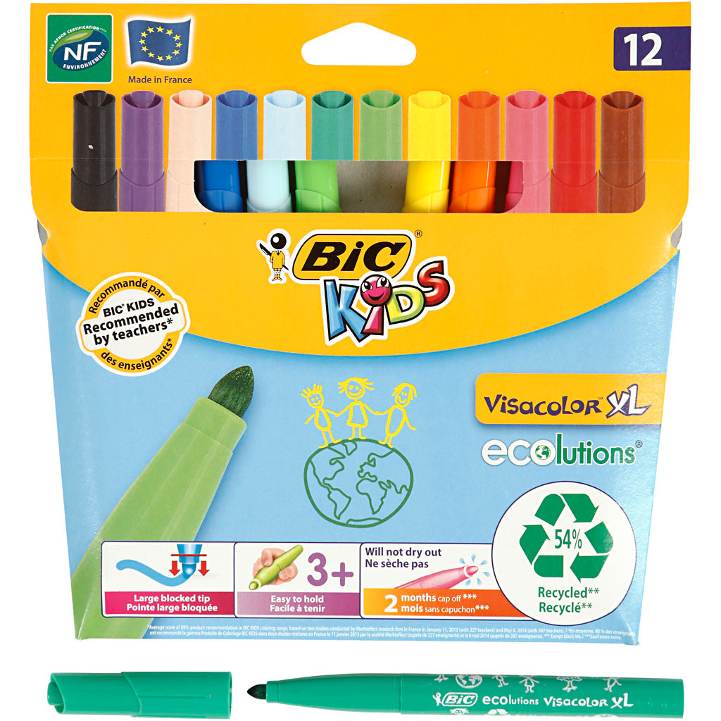 BIC Visa Color Marker, line 3 mm, assorted colours, 12 pc