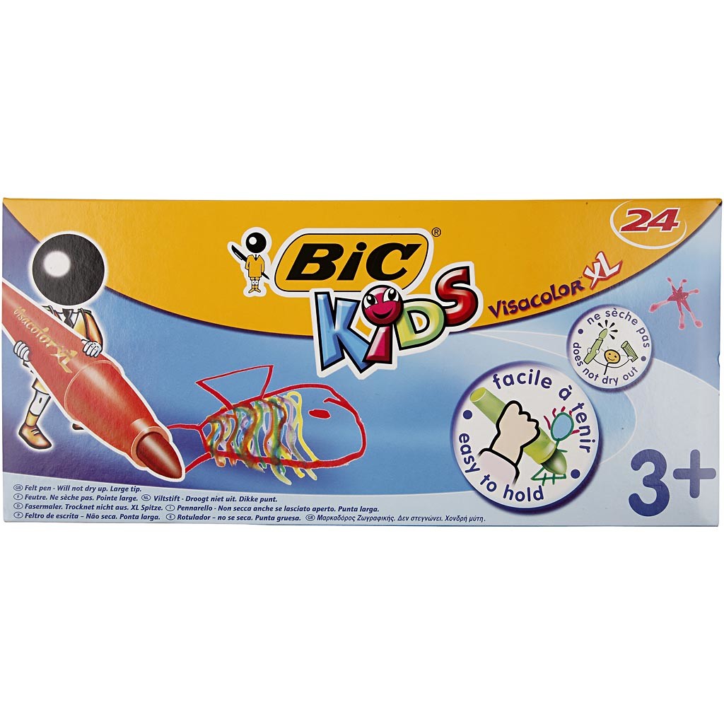 BIC Visa Color Tusch, spets 3 mm, mixade färger, 24 st./ 1 förp. [HOB-37491]