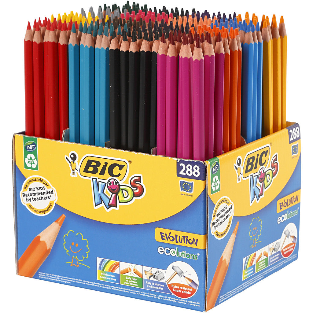 BIC Evolution Färgpennor, L: 17,5 cm, kärna 3 mm, mixade färger, 288 st./ 1 förp. [HOB-37584]