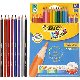 BIC Evolution Färgpennor, Sexkantig, L: 17,5 cm, kärna 3 mm, mixade färger, 18 st./ 1 förp. [HOB-37589]