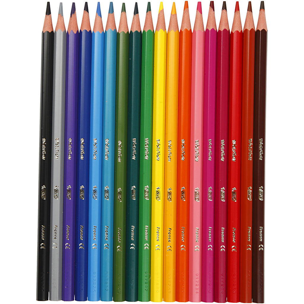 BIC Evolution Färgpennor, Sexkantig, L: 17,5 cm, kärna 3 mm, mixade färger, 18 st./ 1 förp. [HOB-37589]